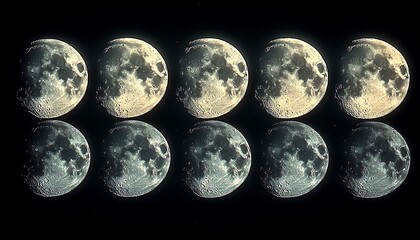 Moon Phases Sequence, Night Sky