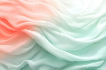 Fototapeta premium flowing gradient abstract with soft coral transitioning to mint green in gentle wave patterns, minimalist design with subtle texture and dimensional light effect for modern interface