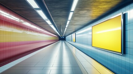 Subway poster mockup, realistic