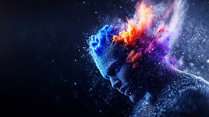 Abstract Human Head, Exploding Colors