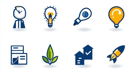 A creative image depicting a lightbulb as a symbol of innovation and a rocket launch representing business growth progress and success  The design elements such as the lightbulb rocket leaf