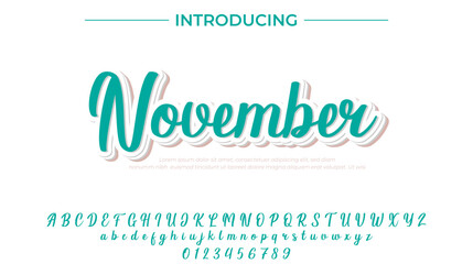 November Font Stylish brush painted an uppercase vector letters, alphabet, typeface