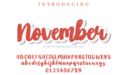 November Font Stylish brush painted an uppercase vector letters, alphabet, typeface