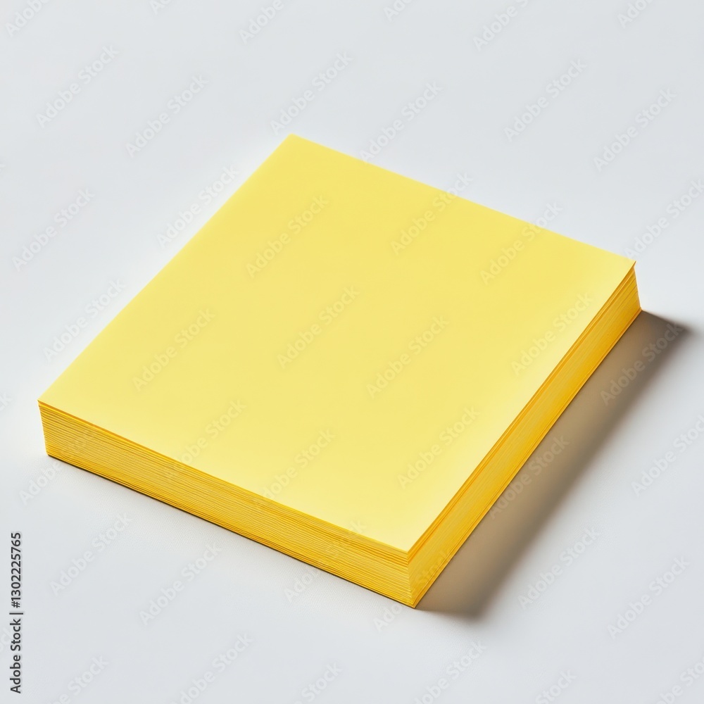Poster bright yellow sticky note pad lying flat on a clean surface ready for notes and reminders in an orga