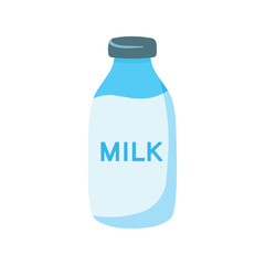 Bottle of milk in flat cute cartoon icon vector illustration