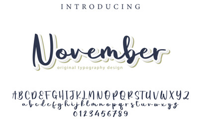 November Font Stylish brush painted an uppercase vector letters, alphabet, typeface