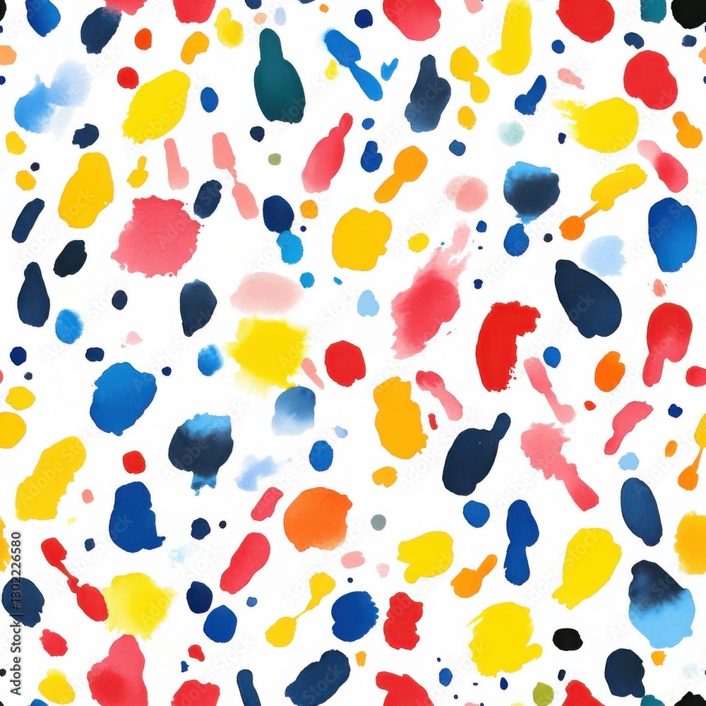 Poster colorful playful doodle watercolor artwork featuring vibrant splashes and playful patterns in abstra
