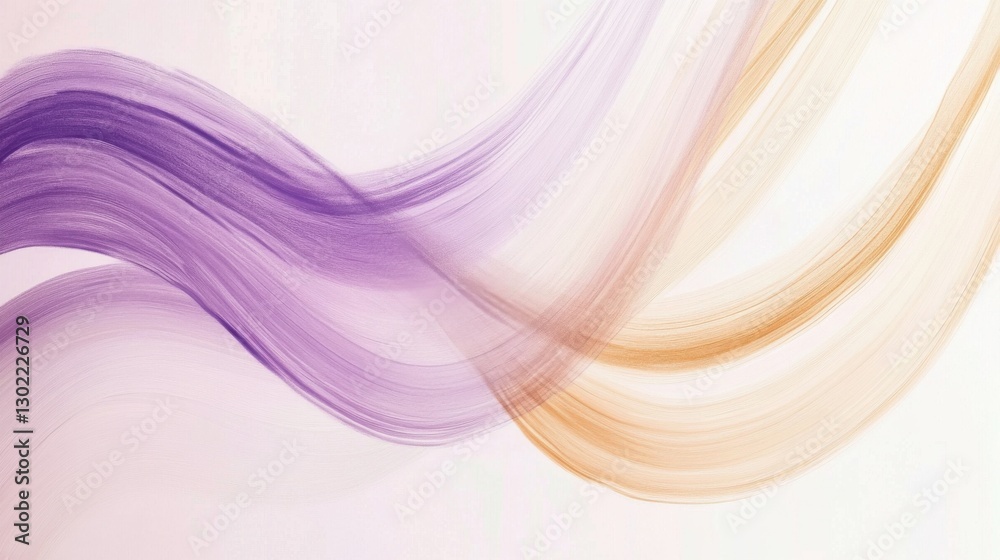 Aufkleber Abstract pencil strokes create flowing arcs in pastel amber and lavender tones, blending seamlessly on textured background