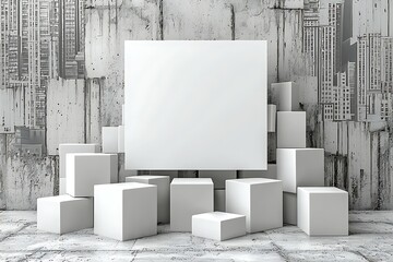 Empty White Display in Urban Concrete
