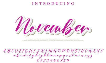 November Font Stylish brush painted an uppercase vector letters, alphabet, typeface