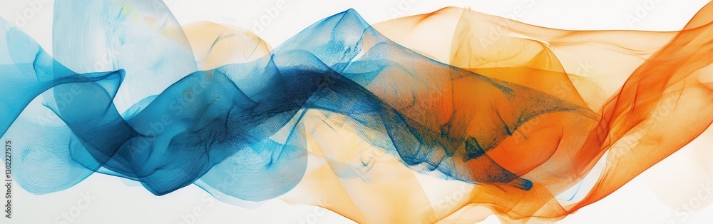 Poster dynamic abstract strokes create a harmonious blend of blue and orange swirling shapes