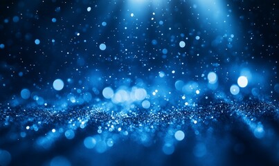 Blue background with light particles and glow, creating an atmosphere of mystery and magic