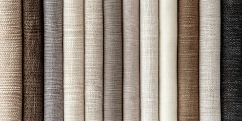 Fototapeta premium Linen-inspired texture showcasing a variety of natural hues in a horizontal arrangement