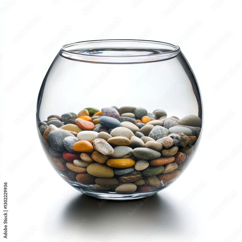 Aufkleber decorative glass fishbowl filled with colorful pebbles in a simple setting