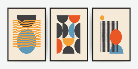 Aesthetic abstract wall decoration poster. Geometric Bauhaus Abstract Shape. Trendy modern contemporary vector illustration.