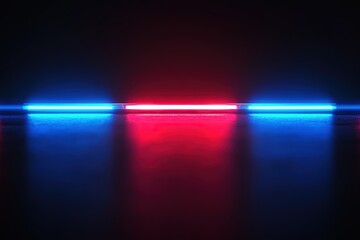 Two police lights are lit up in red and blue
