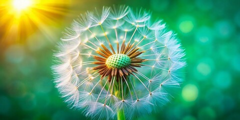 Obraz premium Spring Dandelion Closeup: Fluffy Seed Head Macro Photography
