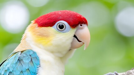 Fototapeta premium Vibrant parrot close-up in tropical habitat