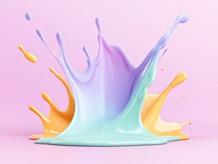 Colorful paint splash on pastel pink background, creating a vibrant artistic scene