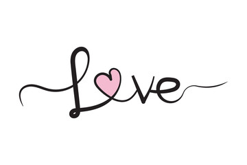 Handwritten Love Script with Heart Valentines Day Design