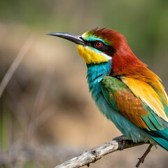 Fototapeta premium beautiful vertical closeup shot of a colorful bee
