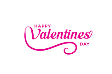 Happy Valentines Day Pink Script, Romantic Greeting, Festive Design