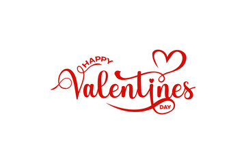 Happy Valentines Day Red Calligraphy Heart Romantic Love Design