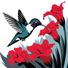 Naklejka premium Elegant Hummingbird in Flight.