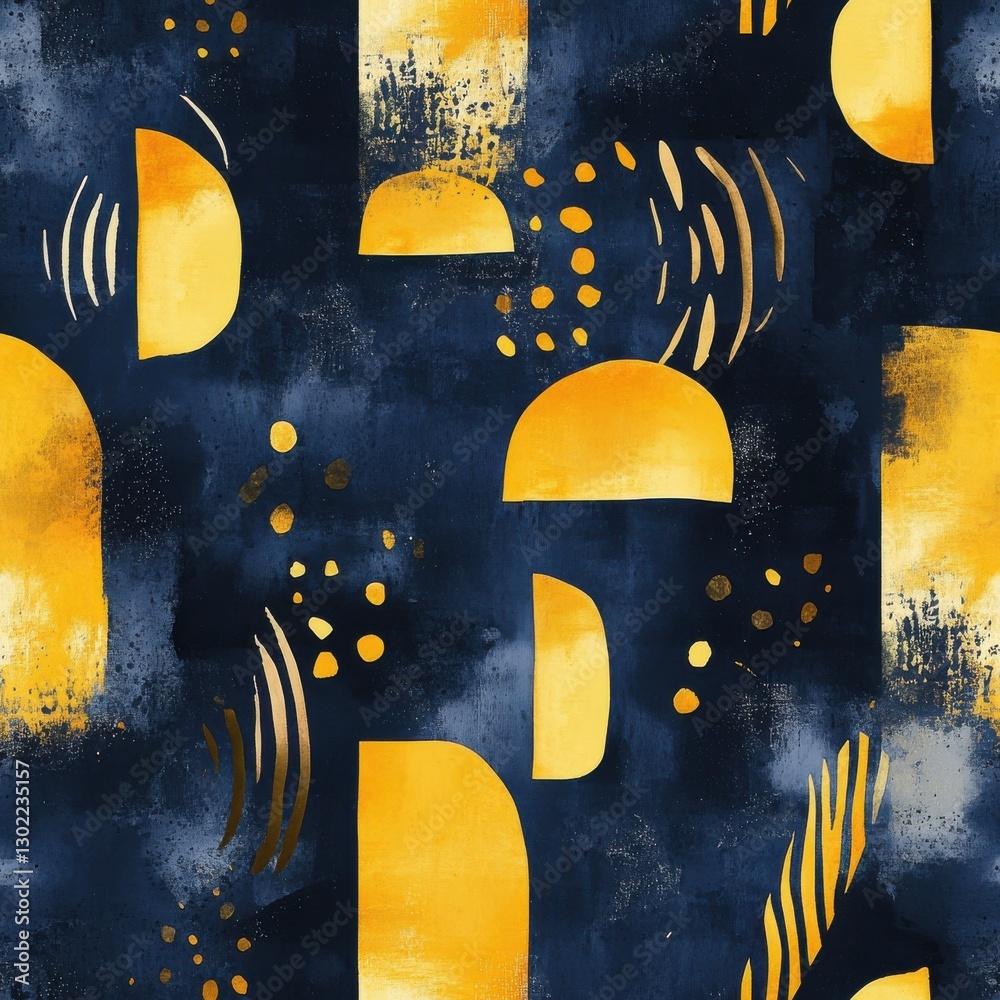 Aufkleber bold watercolor doodles in vibrant colors create an abstract pattern featuring geometric shapes and 