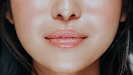 Obraz premium しっとりと柔らかい印象のナチュラルでヘルシーな女性の唇