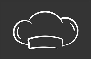 Illustration of chef hat in line style, dark background, vector eps10 illustration