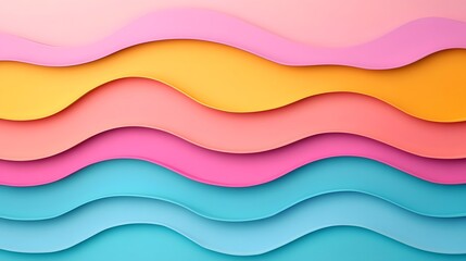 Vibrant Layered Paper Cut Waves - Fluid Abstract Colorful Digital Art Design