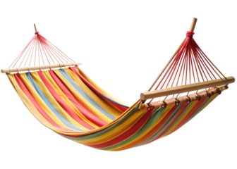 Colorful Striped Hammock - Isolated on White Background as Transparent. PNG. AI GENERATED