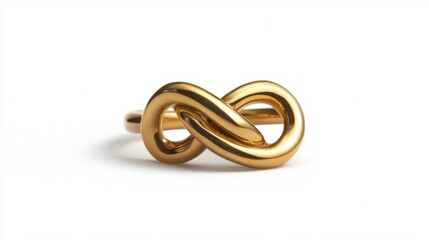 Fototapeta premium Elegant Golden Ring with Infinite Symbol Represents Everlasting Love