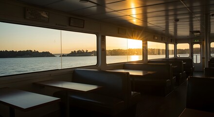 Sunset Ferry Ride Interior Scenic View