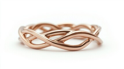 Naklejka premium Elegant Rose Gold Ring with Intricate Twisted Design and Shine