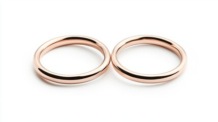 Elegant Rose Gold Wedding Bands on White Background Display