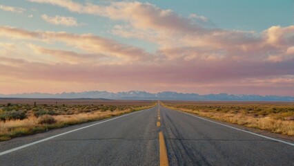 Naklejka premium create a vibrant background featuring a straight road that stretches into the horizon, rendered in a colorful thick line drawing style with bold strokes, reminiscent of a whimsical illustration, where