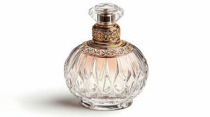 Ornate Perfume Bottle on White Background