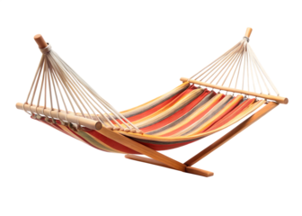Colorful Striped Hammock - Isolated on White Background as Transparent. PNG. AI GENERATED