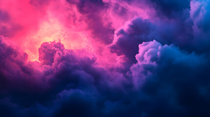 Obraz premium dark navy blue-navy blue-bright fuchsia pink hyper realistic mysterious professional photo dark navy blue-bright pink fuchsia stunning lucid dream sunrise among the beautiful clouds