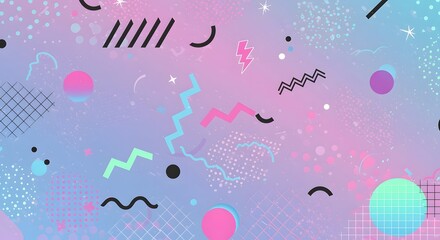 Pastel 90s Retro Geometric Background Design