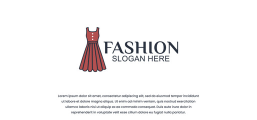women's clothing boutique or fashion logo with luxury design, signs, mannequins, icons and beautiful dresses
