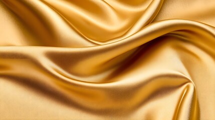 Fototapeta premium Smooth Swirling Golden Satin Fabric with Shimmering Effect for Luxurious Backdrop or Decor