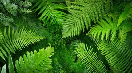 Lush Green Fern Foliage Background