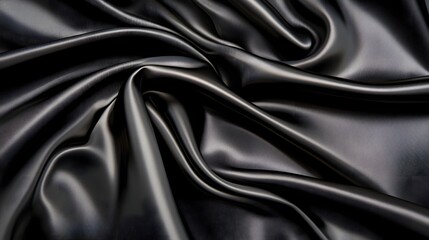 Sumptuous Black Satin Fabric Draped in Luxurious Folds