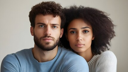 Fototapeta premium Emotionally Intimate Couple Sitting Closely Together