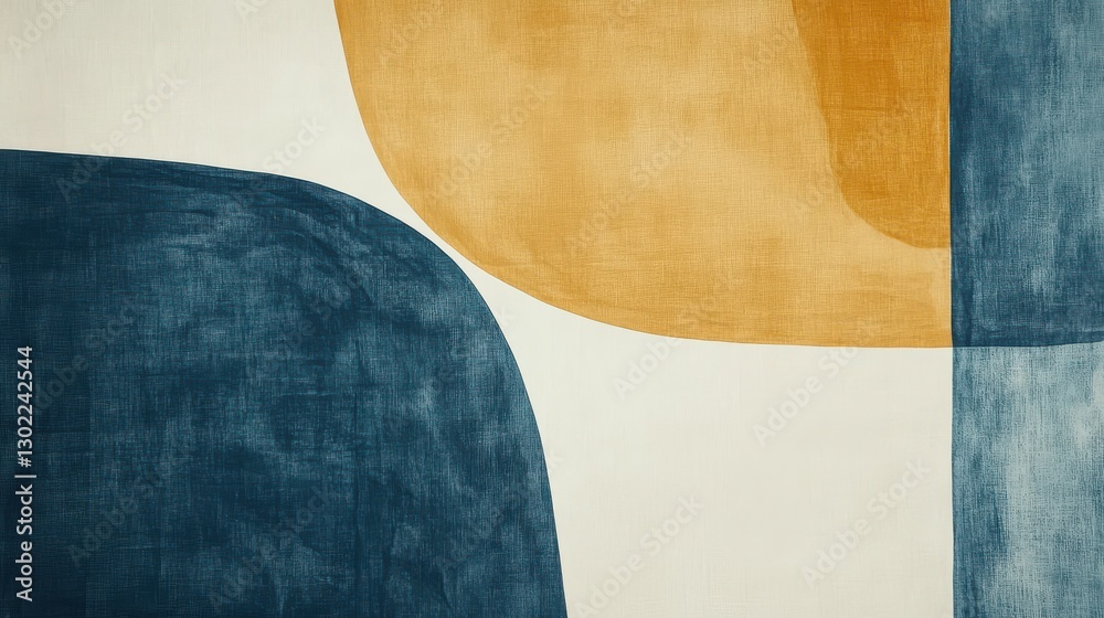 Poster Soft pencil strokes create calming arcs in muted indigo and warm tones on textured background