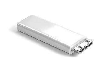 White USB flash drive isolated on white background.