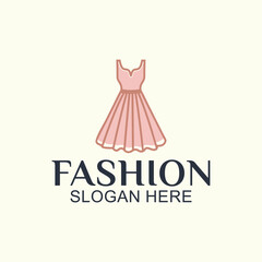 women's clothing boutique or fashion logo with luxury design, signs, mannequins, icons and beautiful dresses